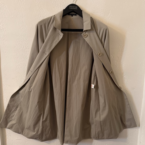 Theory Trench Coat Women's Size Large Button Tan with Detachable Hood - Picture 5 of 16